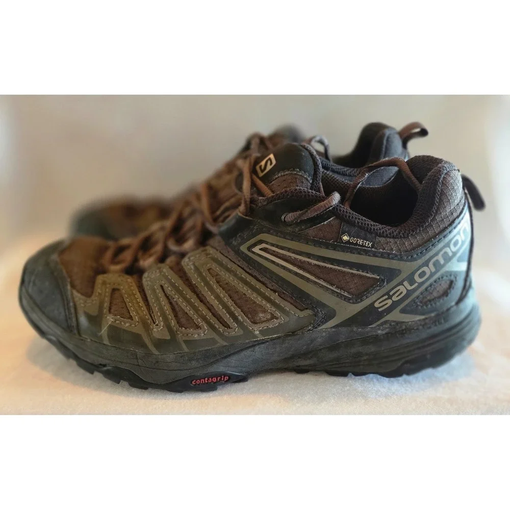 Salomon X Crest Gore-Tex Men's Hiking Shoes Brown Waterproof Size 8.5